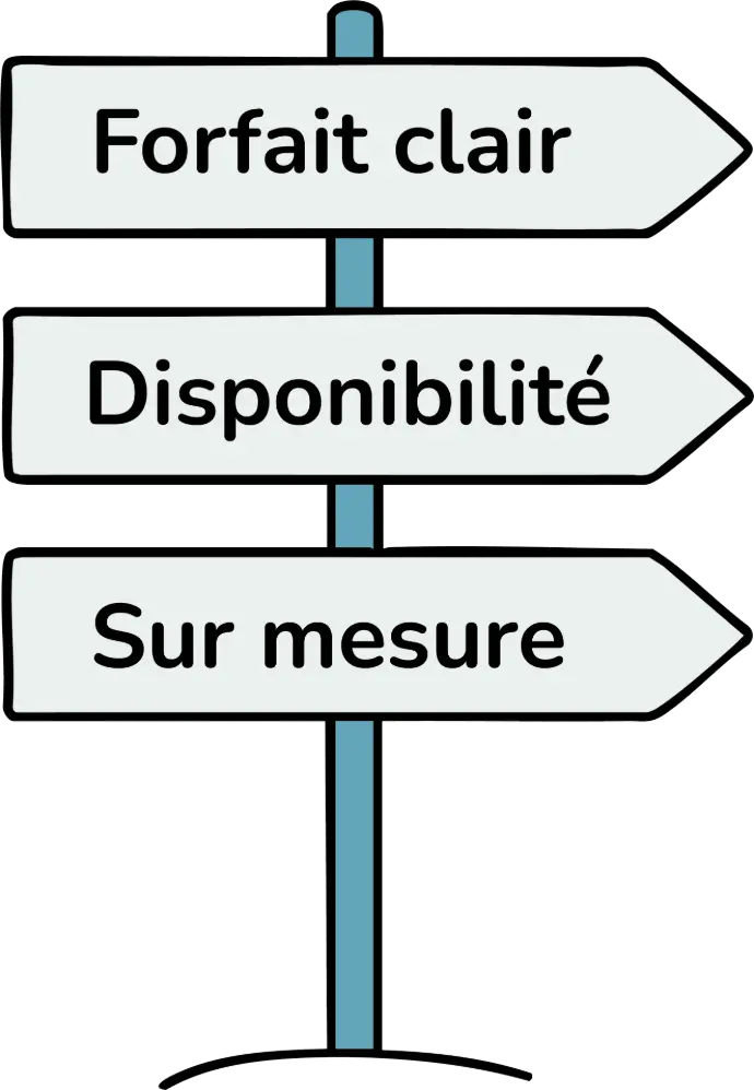 Signalétique indiquant un accompagnement CRM disponible et sur mesure avec Salesforce